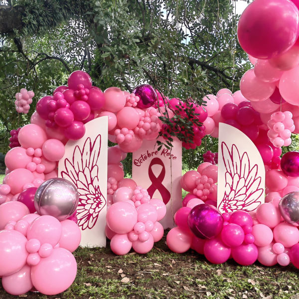 octobre rose lutte cancer du sein décoration ballons organiques